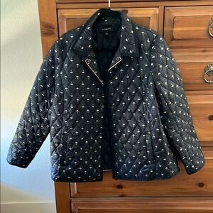 Talbots NAVY Quilted Rain Jacket with Classic Design EUC